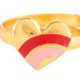 Pink and Red Enamel Hearts Ring