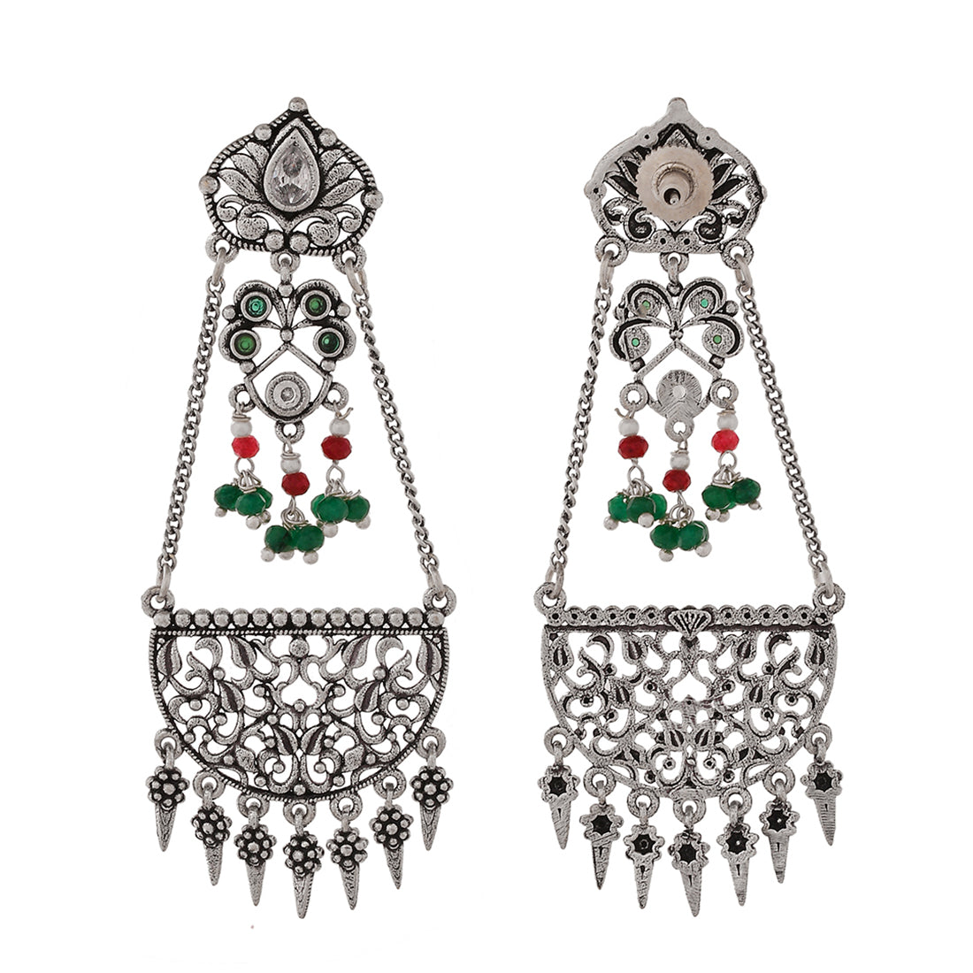 Abharan Oxidised Silver Plated Lightly Embellished Earrings