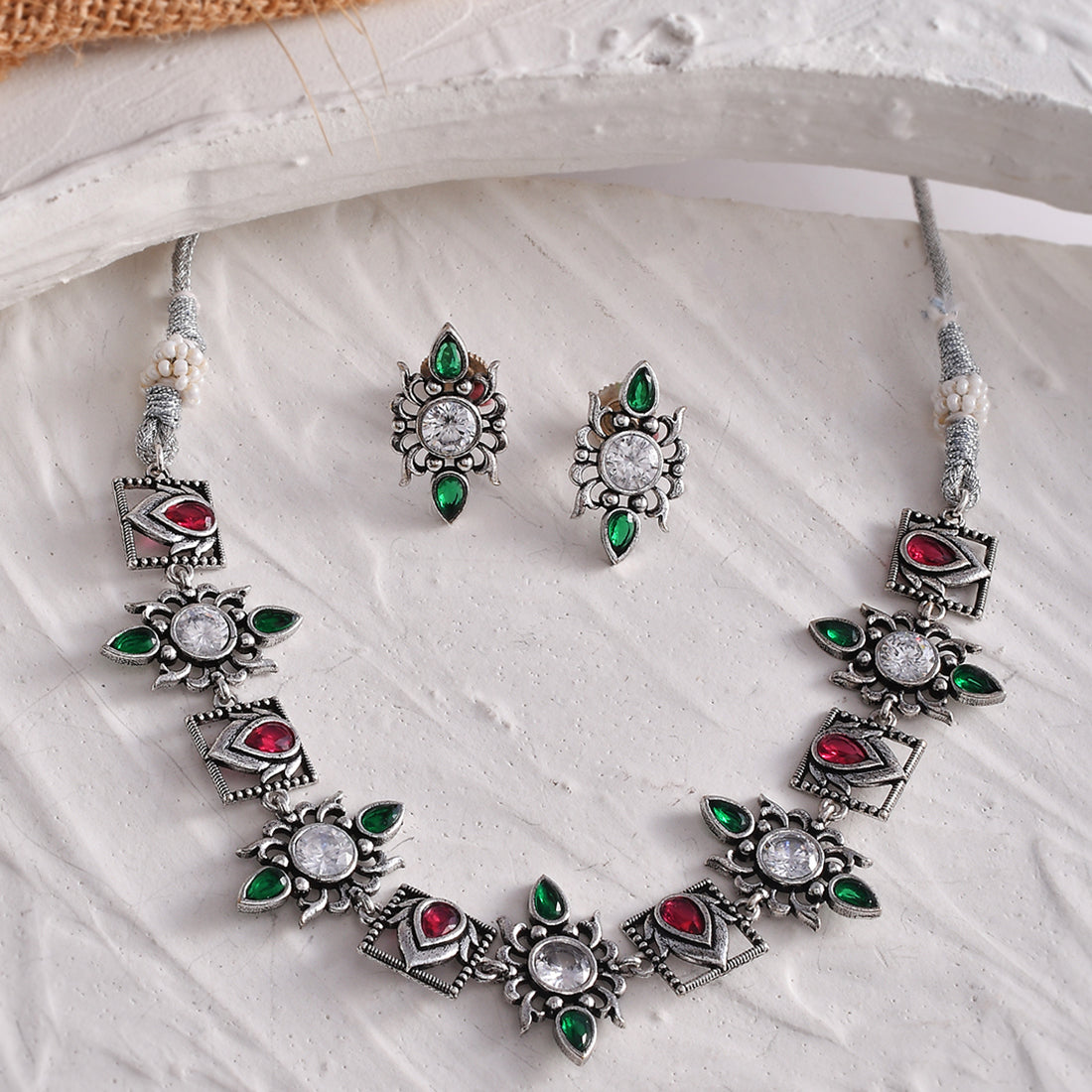 Buy Shaya Antique Beejis Committee Meeting 92.5 Silver Necklace Online At  Best Price @ Tata CLiQ