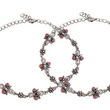 Abharan Silver Plated Pink and White Stones Anklets