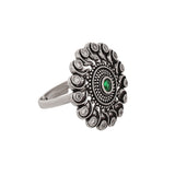 Abharan Green and White Round Cut Stones Ring