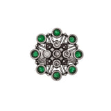 Abharan Green Round Cut Stones Floral Ring