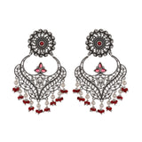 Abharan White and Red Stones and Pearls Opulent Jewellery Set