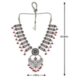 Abharan White and Red Stones and Pearls Opulent Jewellery Set