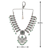 Abharan Ethnic White Pearls and Green Stones Jewellery Set
