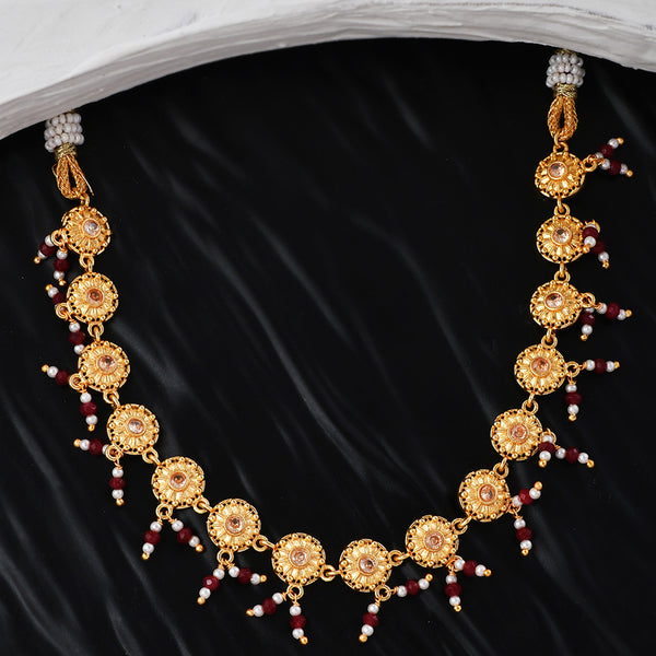 Abharan Yellow Gold Plated Lightly Embellished Jewellery Set VOYLLA
