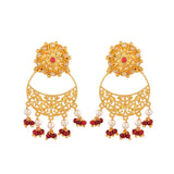 Abharan Jaali Pattern White Pearls Earrings