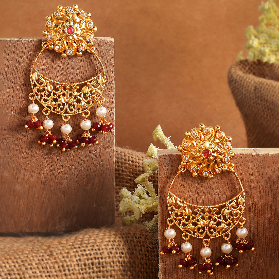 Pearl Earrings Design | Gold Plated | Big Round Earrings | Fashion Jew –  Jewellery Hat