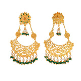 Abharan Jaali Design White Pearls Ethnic Drop Earrings