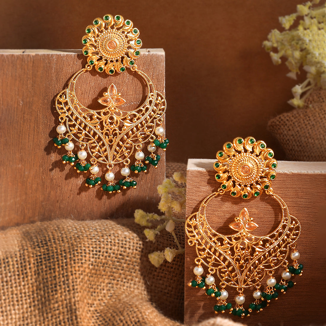 Buy Antique South Indian Earring With Matte Gold Plating 206902 | Kanhai  Jewels