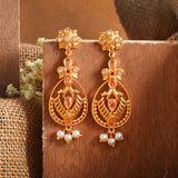 Abharan Gold Plated White Pearls Drop Earrings