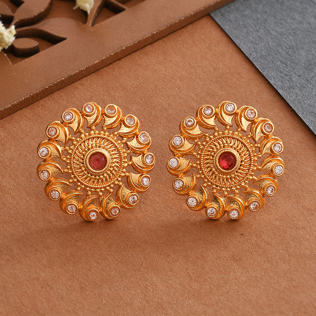 ACCESSHER Indian Traditional Antique Gold Rajwadi Kundan Stud Earrings   Amazonin Fashion