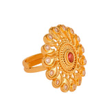 Abharan Red and White Stones Ethnic Ring