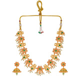 Abharan Floral Pink Stones and Pearls Opulent Jewellery Set