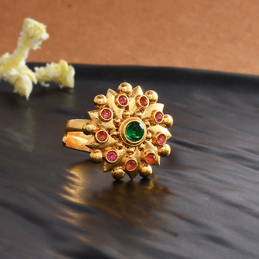 Tricolor 10k Gold Cocktail Ring from Brazil - Tricolor Diamonds | NOVICA