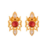 Abharan Casual Red Round Cut Stones Stud Earrings