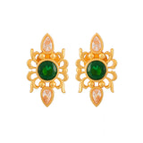 Abharan Green Stone Adorned Stud Earrings