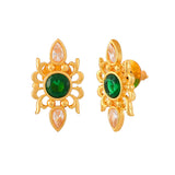 Abharan Green Stone Adorned Stud Earrings