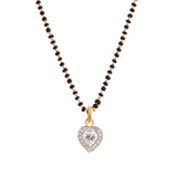 Sparkling Essential White Heart Shaped Cz Studded Gold Plated Mangalsutra Set