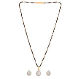 Sparkling Essential White Teardrop Shaped Gold Plated Mangalsutra Set