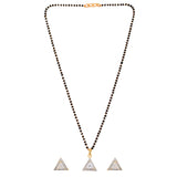 Sparkling Essential White Cz Studded Triangular Gold Plated Mangalsutra Set