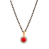 Sparkling Essential Red Cz Studded Round Gold Plated Mangalsutra Set