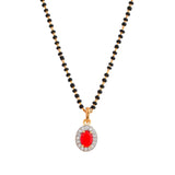 Sparkling Essential Red Cz Studded Oval Gold Plated Mangalsutra Set