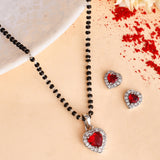 Sparkling Essential Red Cz Studded Heart Shaped Silver Managaltura
