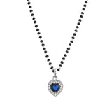 Sparkling Essesntials Blue Heart Shaped Silver Mangalsutra Set