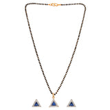 Sparkling Essentials Blue Triangular Gold Plated Mangalsutra Set