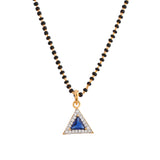 Sparkling Essentials Blue Triangular Gold Plated Mangalsutra Set