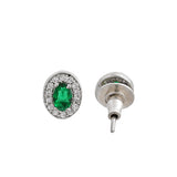 Sparkling Essentials Green Oval Silver Mangalsutra Set