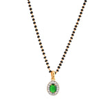 Sparkling Essentials Green Oval Gold Plated Mangalsutra Set