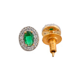 Sparkling Essentials Green Oval Gold Plated Mangalsutra Set