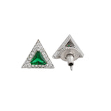 Sparkling Essentials Green Triangular Silver Mangalsutra Set
