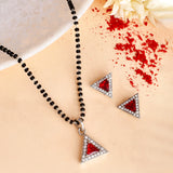 Sparkling Essentials Red Triangular Silver Mangalsutra Set