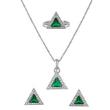 Sparkling Essentials Green Triangle Cut CZ Jewellery Box Set