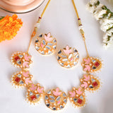 Forever More Floral Enamelled White Pearls Jewellery Set
