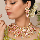 Forever More Pink Bridal Lotus Necklace Set