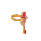 Forever More Tulip Enamelled Pink Stone Ring