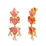 Forever More Pink Stones and Pearls Enamelled Luxurious Jewellery Set