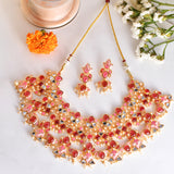 Forever More Pink Stones and Pearls Enamelled Luxurious Jewellery Set