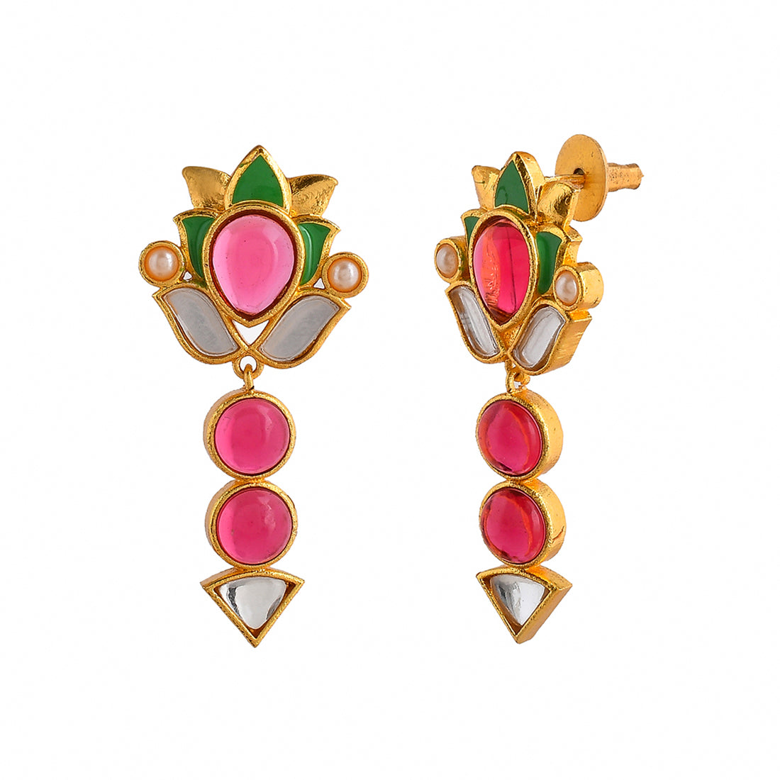 Forever More Floral Pink Stone Drop Earrings
