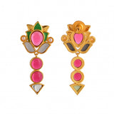 Forever More Floral Pink Stone Drop Earrings