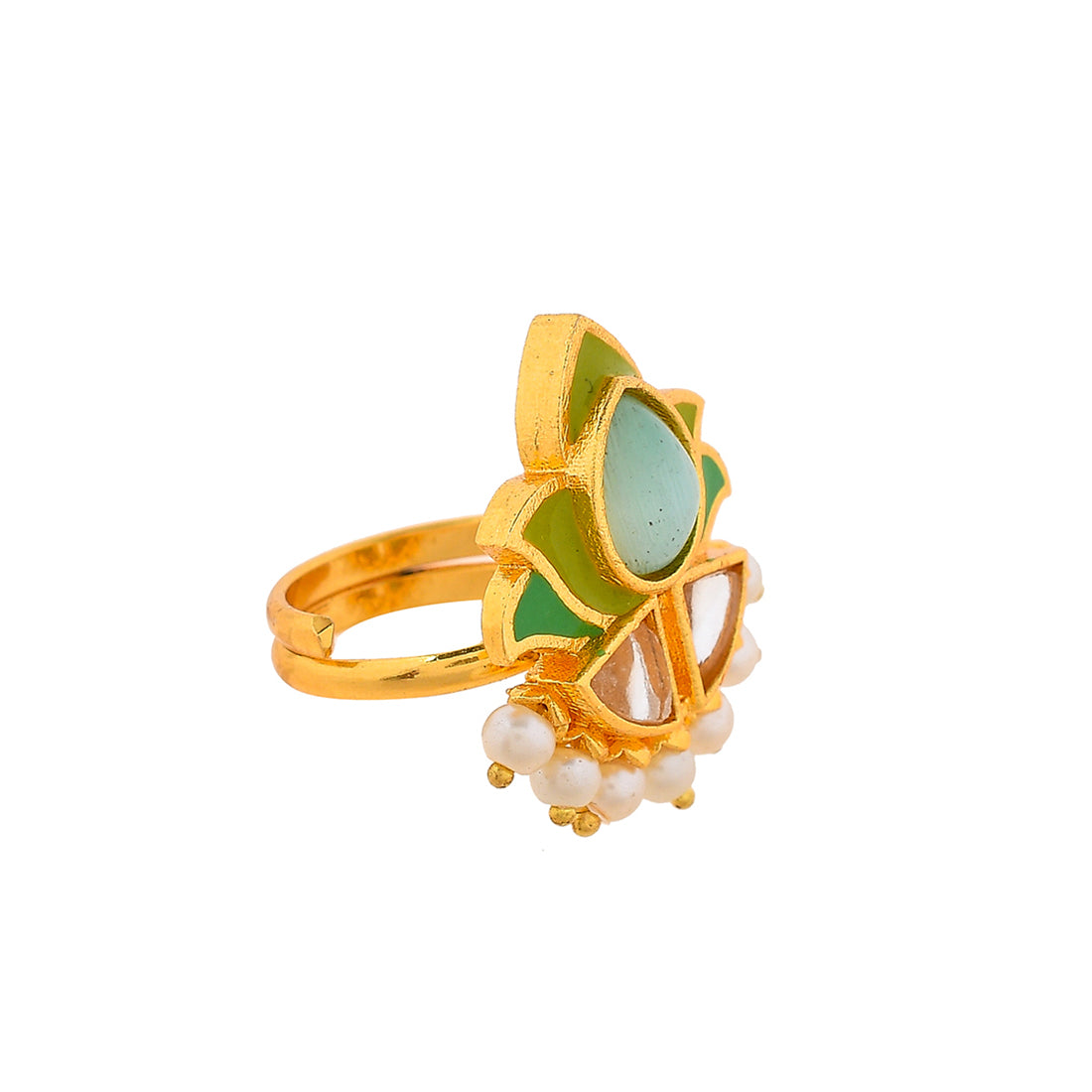 Forever More Floral Green Stone Enamelled Cocktail Ring