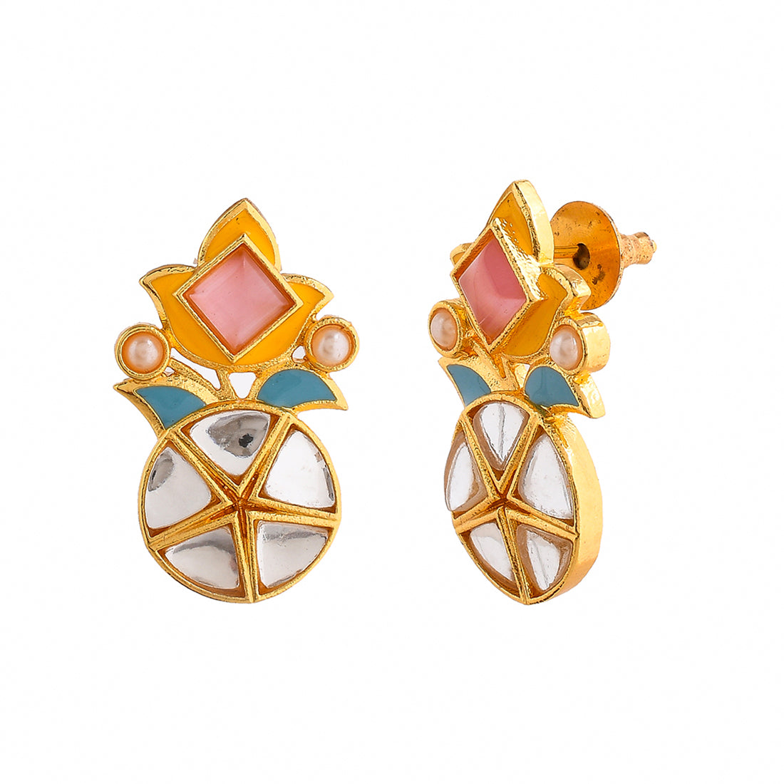 Forever More Floral Pink Stone and Pearl Earrings