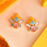 Forever More Yellow And Blue Lotus Earrings