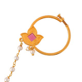 Forever More Enamelled Floral Motif Red Stone Non-Piercing Nose Ring