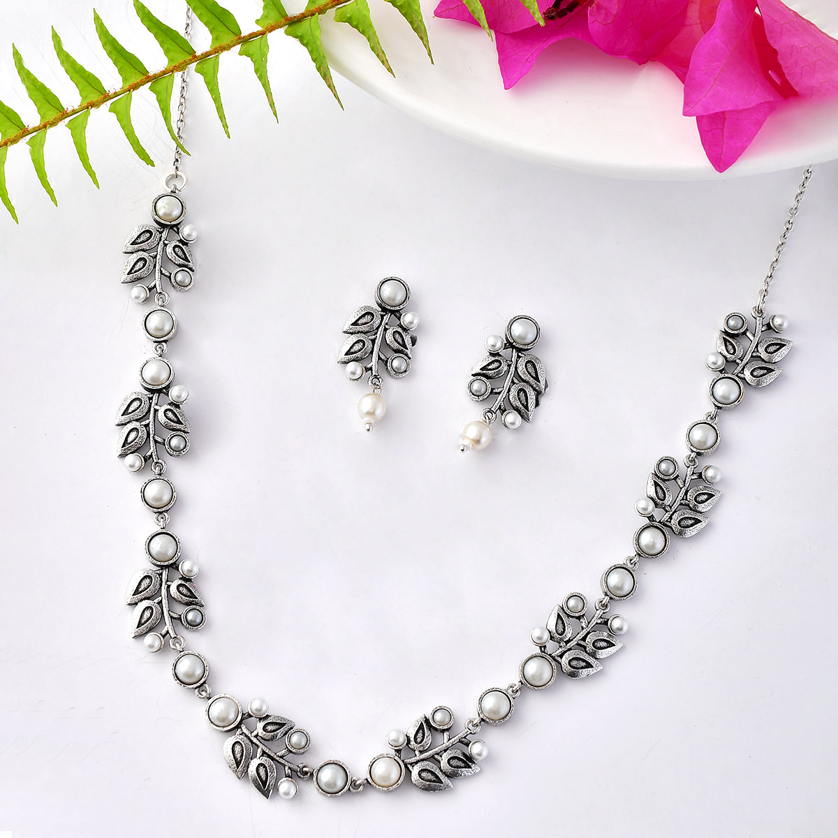 Fresh Fern Blossom Necklace Set