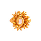 Veerangana Gold Plated Oval Cut Kundan Ring